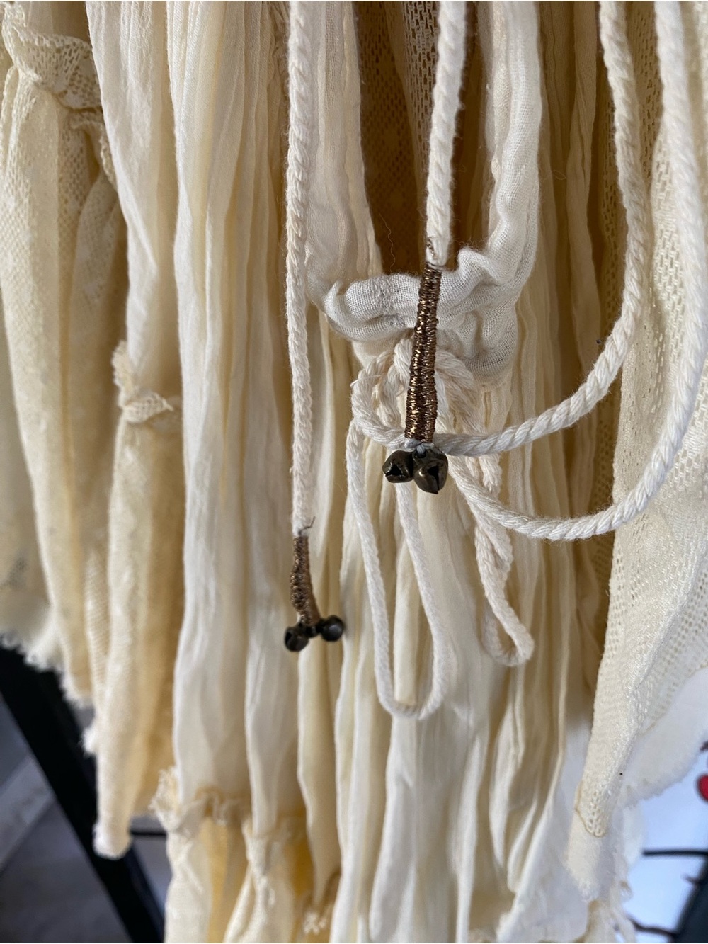 Free People Soft Cream Tiered Halter Lacey Mini Dress - Picture 4 of 6